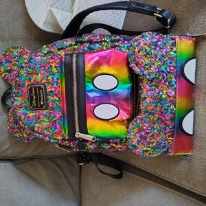 Loungefly Rainbow Confetti Backpack Vibrant Playful Design